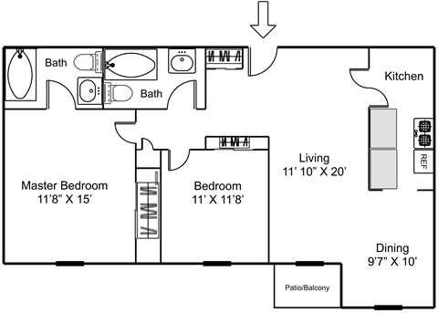 a floor plan of a house with a bedroom and a living room